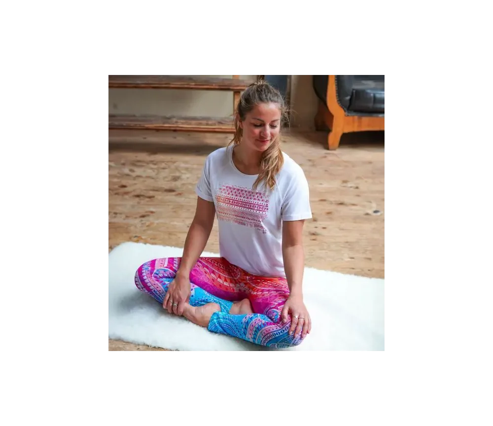 Spirit of OM - Yoga Leggings Indian Spirit - pink-mango-blue