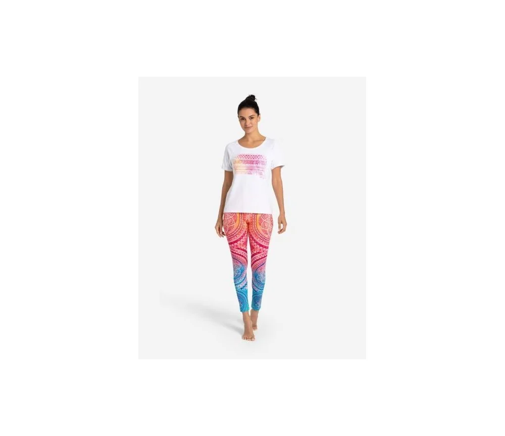 Spirit of OM - Yoga Leggings Indian Spirit - pink-mango-blue