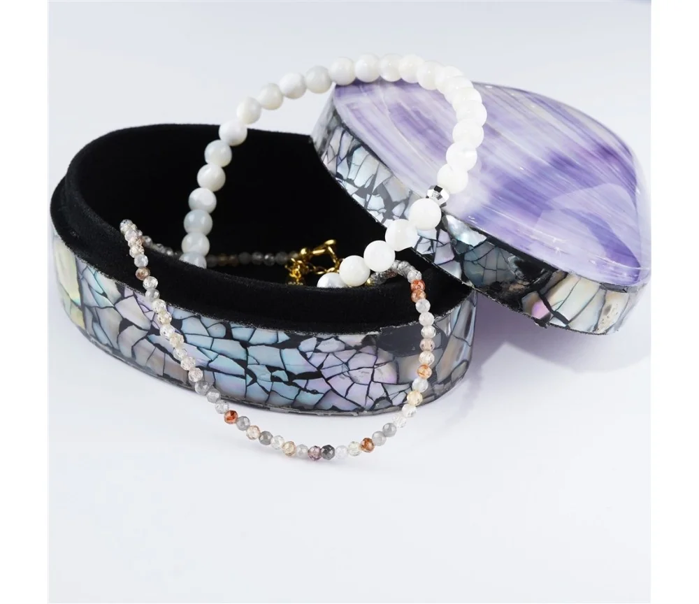 Aufbewahrungs - & Schmuck Dose - Muschel - violett (Corbicula fluminea) - ca. 7 x 6cm