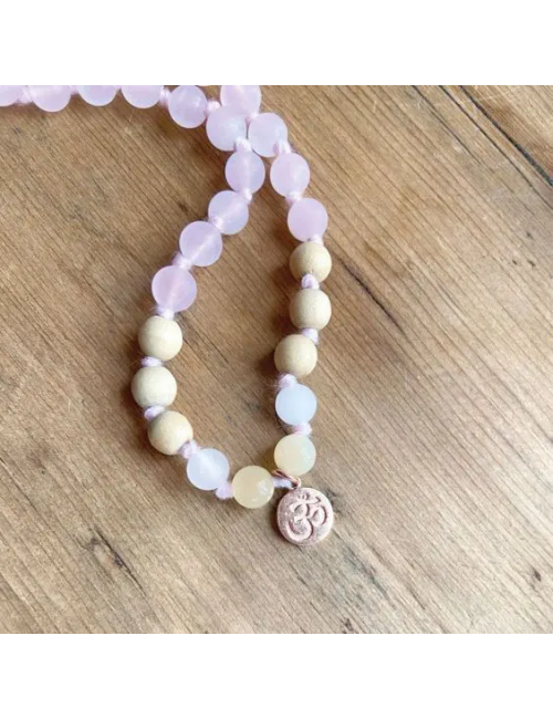 Spirit of OM - Kette - Mala Rosenquarz