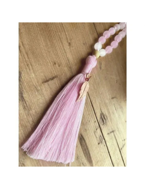 Spirit of OM - Kette - Mala Rosenquarz