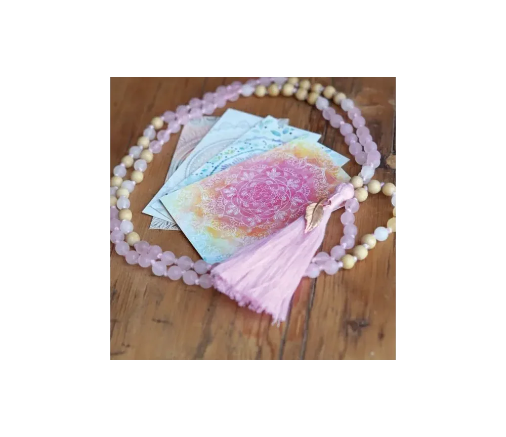 Spirit of OM - Kette - Mala Rosenquarz