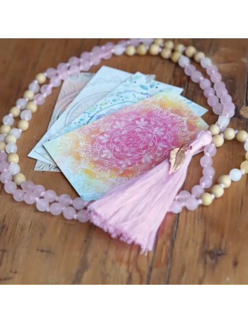 Spirit of OM - Kette - Mala Rosenquarz