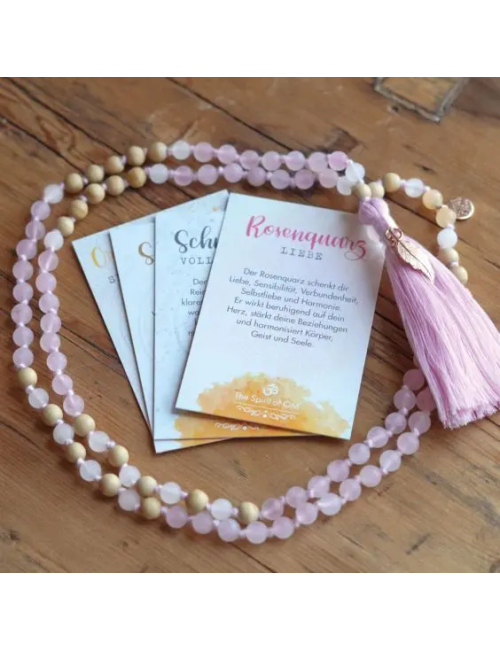 Spirit of OM - Kette - Mala Rosenquarz