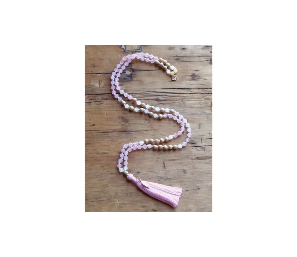 Spirit of OM - Kette - Mala Rosenquarz