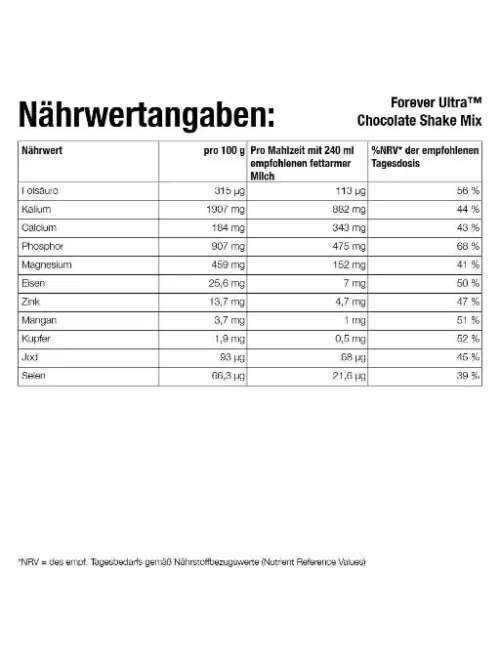 Forever - Forever Ultra™ Chocolate Shake Mix - Eiweißshake aus nicht gentechnisch verändertem Soja-Eiweiß - 405g