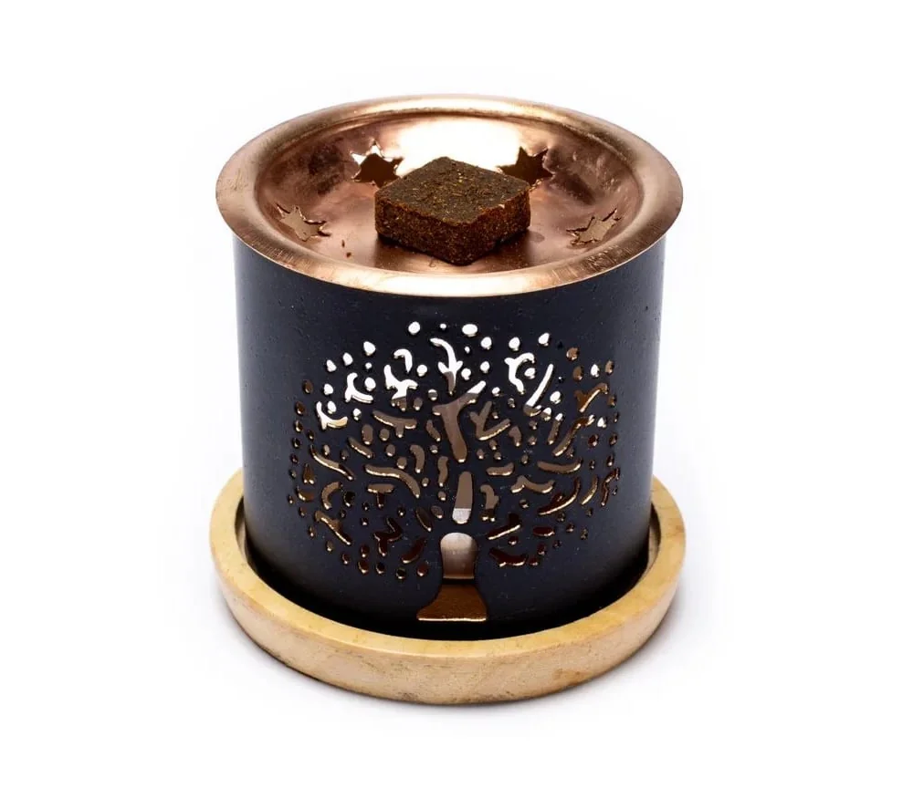 Teelichthalter - Aromafume - FengShui Weihrauch Set - Diffusor / Ständer - Dekor: Baum des Lebens
