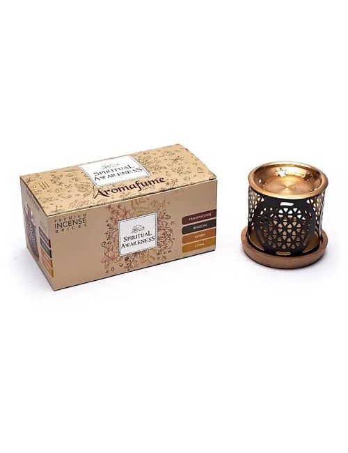 Teelichthalter - Aromafume - Spiritual Awareness Weihrauch Set - Diffusor / Ständer - Dekor: Blume des Lebens