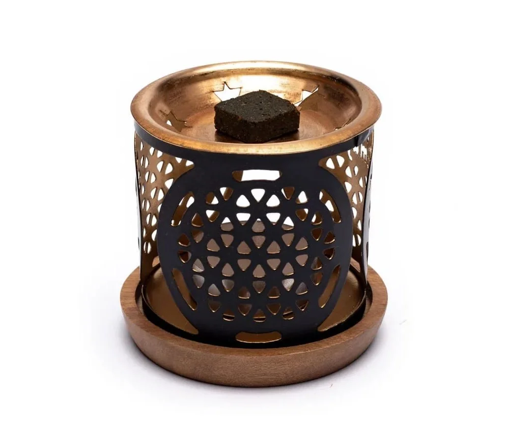 Teelichthalter - Aromafume - Spiritual Awareness Weihrauch Set - Diffusor / Ständer - Dekor: Blume des Lebens