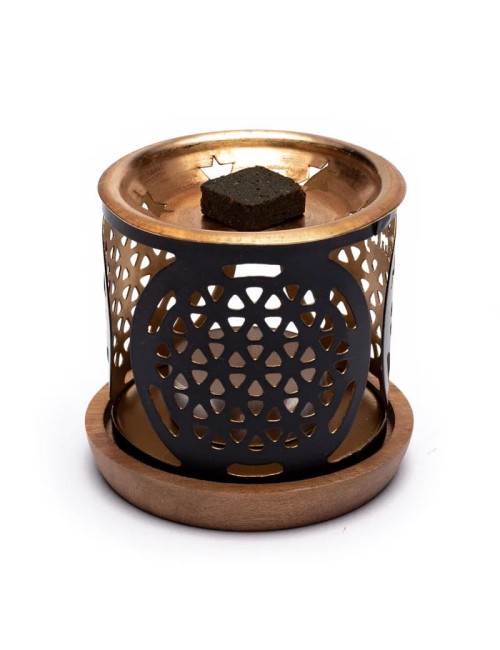 Teelichthalter - Aromafume - Spiritual Awareness Weihrauch Set - Diffusor / Ständer - Dekor: Blume des Lebens
