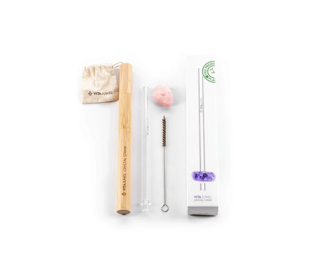 VitaJuwel - Trinkhalm Crystal Straw - Rosenquarz - Special Edition