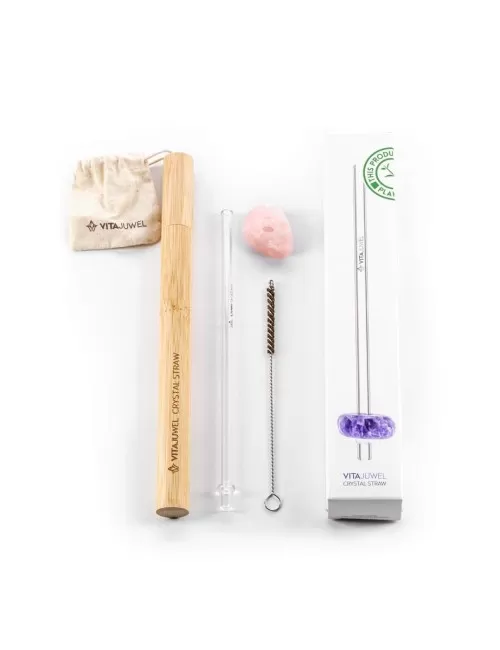 VitaJuwel - Trinkhalm Crystal Straw - Rosenquarz - Special Edition