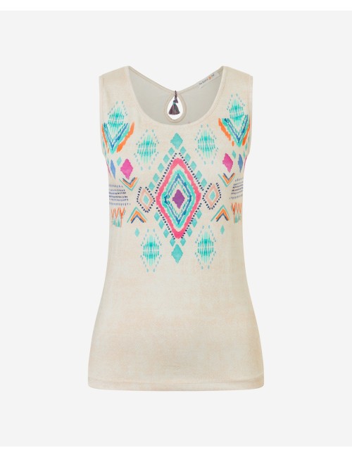 Spirit of OM - Top - be happy - natur/bunt