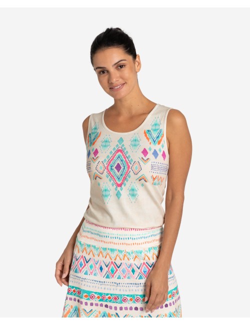 Spirit of OM - Top - be happy - natur/bunt