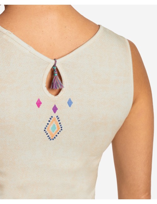 Spirit of OM - Top - be happy - natur/bunt