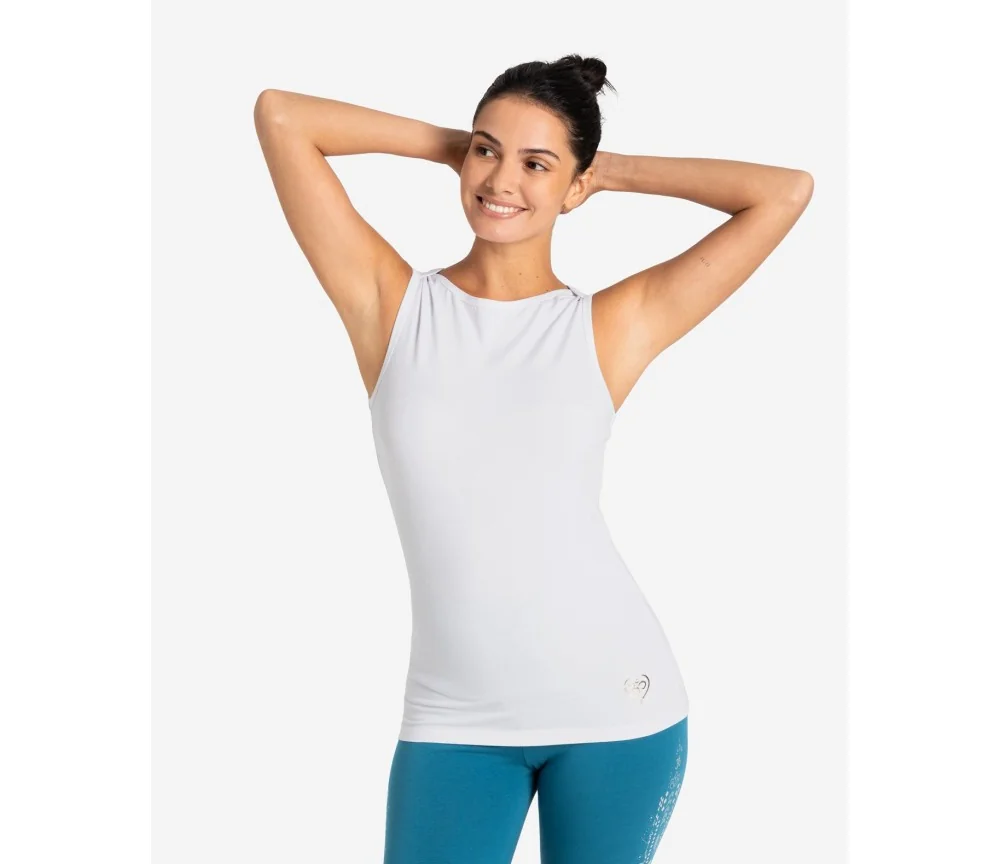 Spirit of OM - Tanktop Bambus high-neck - weiß