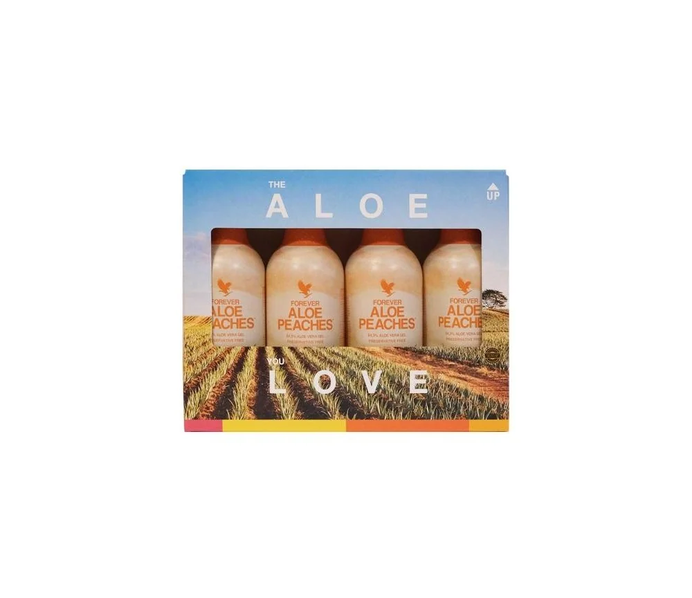 Forever - 4-Pack Forever Aloe Peaches™ - verführerische Süße gepaart mit reinster Aloe Vera - 4 x 1 Liter