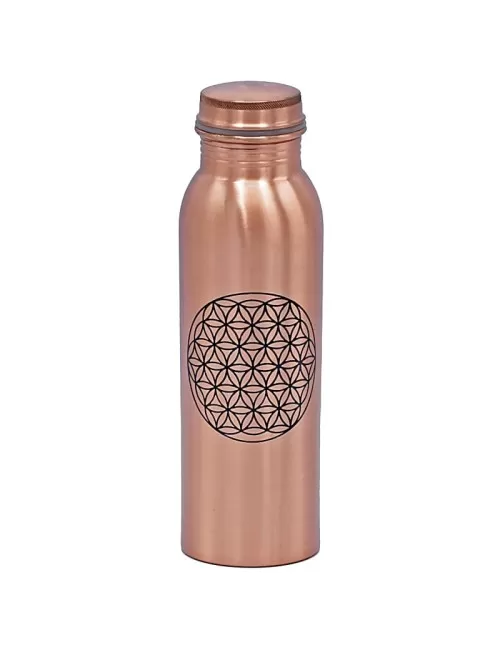 Yogi & Yogini - Trinkflasche aus Kupfer mit Blume des Lebens - 750ml