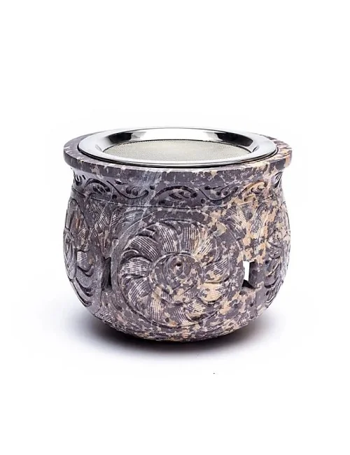 Räuchergefäß - Kombi inkl. Aromalampe & Duftlampe - Speckstein - XXL bauchig ca. 14cm