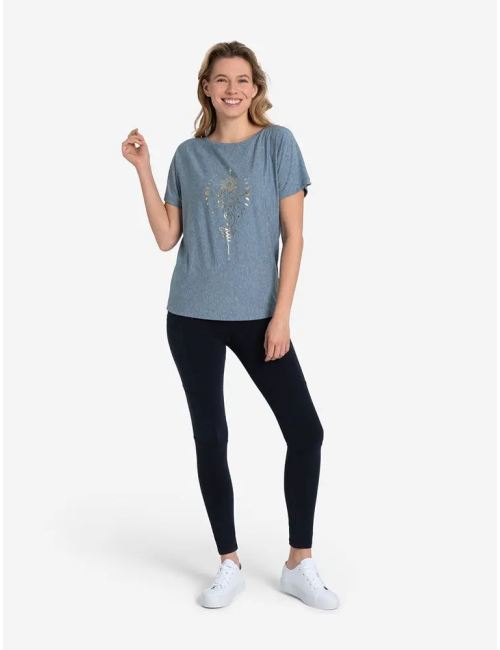 Spirit of OM - Shirt women - blue melange gold