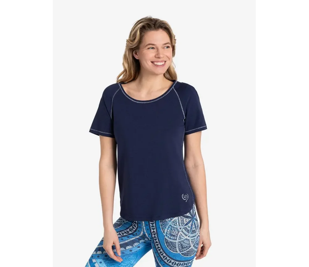 Spirit of OM - Shirt Raglan Bambus - dunkelblau