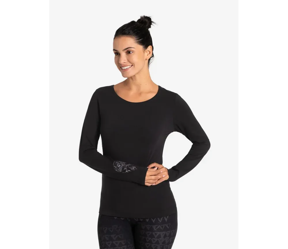 Spirit of OM - Langarm-Shirt Chakra-Flower - schwarz