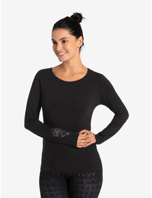 Spirit of OM - Langarm-Shirt Chakra-Flower - schwarz