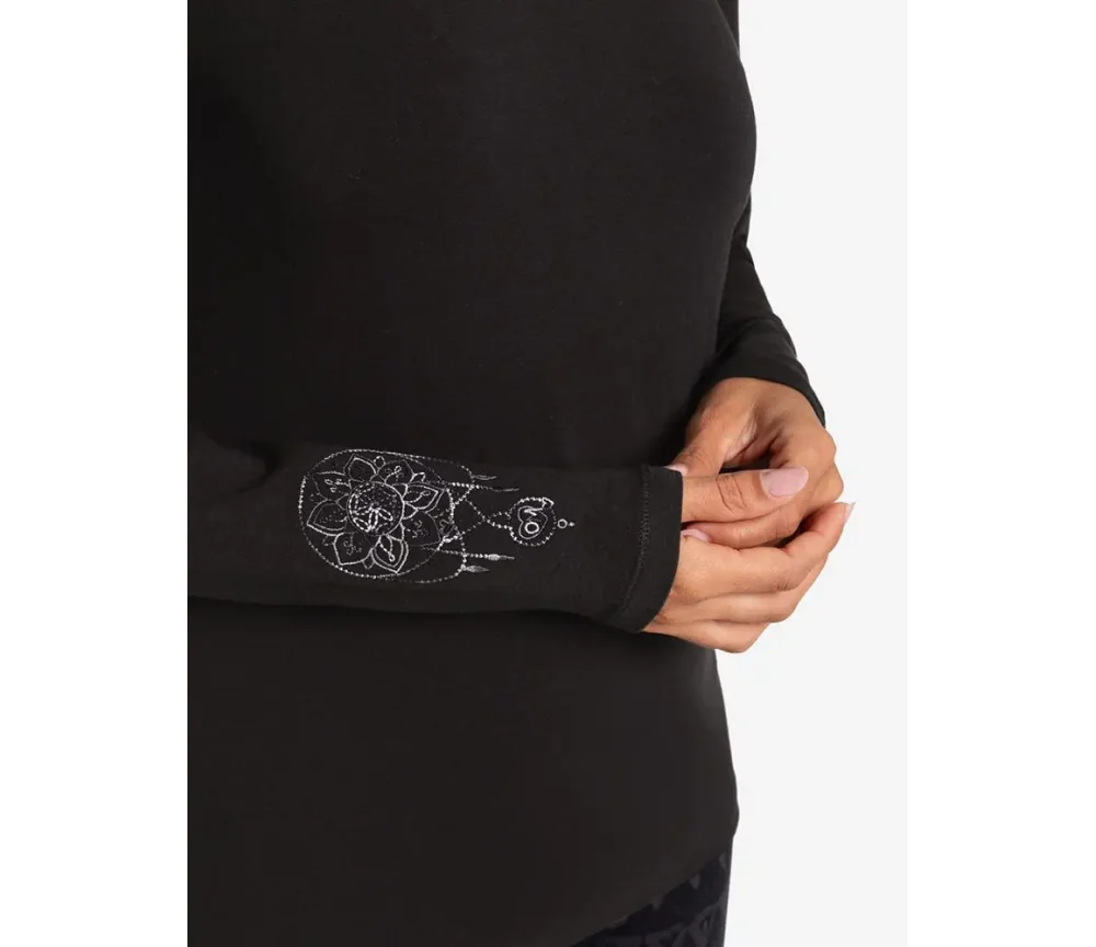 Spirit of OM - Langarm-Shirt Chakra-Flower - schwarz