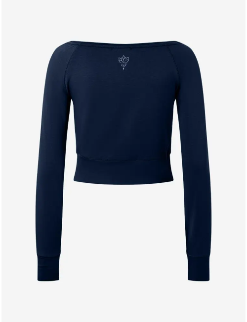 Spirit of OM - Longsleeve Crop Shirt Bambus - dunkelblau