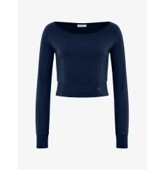 Spirit of OM - Longsleeve Crop Shirt Bambus - dunkelblau