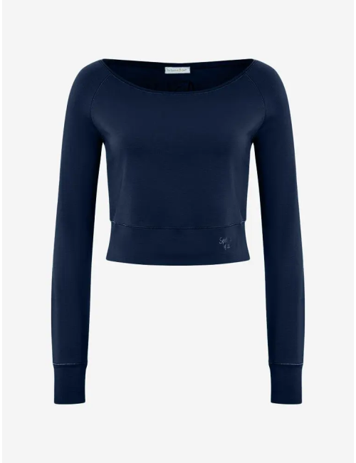 Spirit of OM - Longsleeve Crop Shirt Bambus - dunkelblau