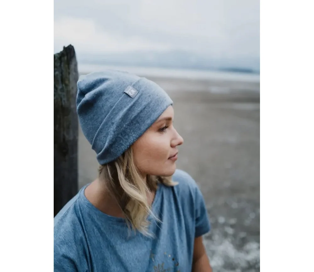 Spirit of OM - Beanie Mütze Bambus - blue-melange