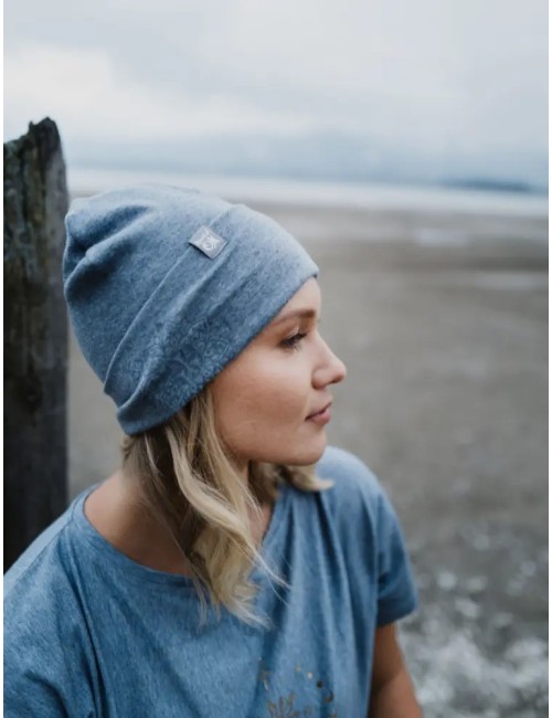 Spirit of OM - Beanie Mütze Bambus - blue-melange