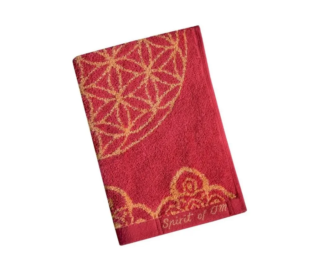 Spirit of OM - Frotteetücher Happy Flower of Life - rubinrot/koralle