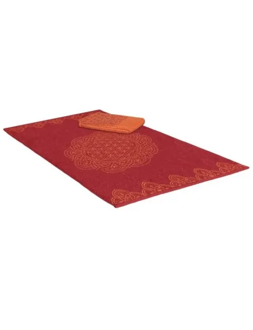 Spirit of OM - Frotteetücher Happy Flower of Life - rubinrot/koralle