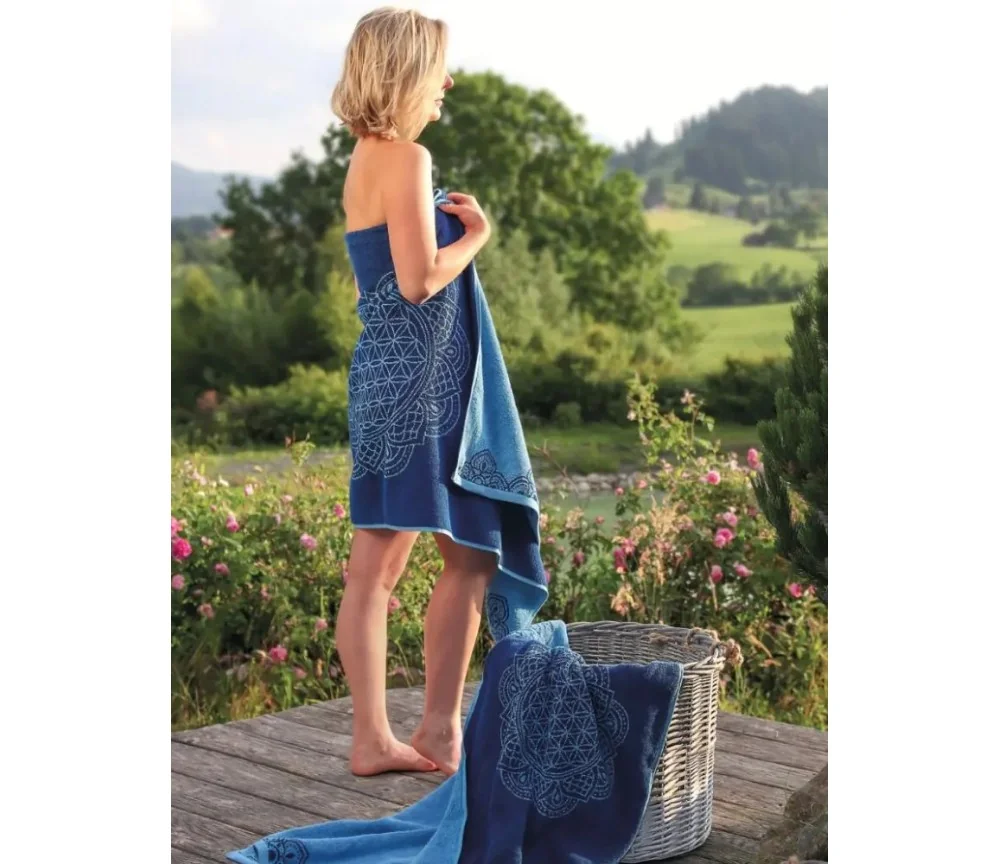 Spirit of OM - Frotteetücher Happy Flower of Life - ozeanblau/azur