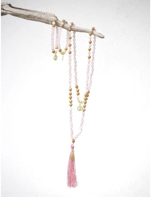 Spirit of OM - Kette - Mala Rosenquarz