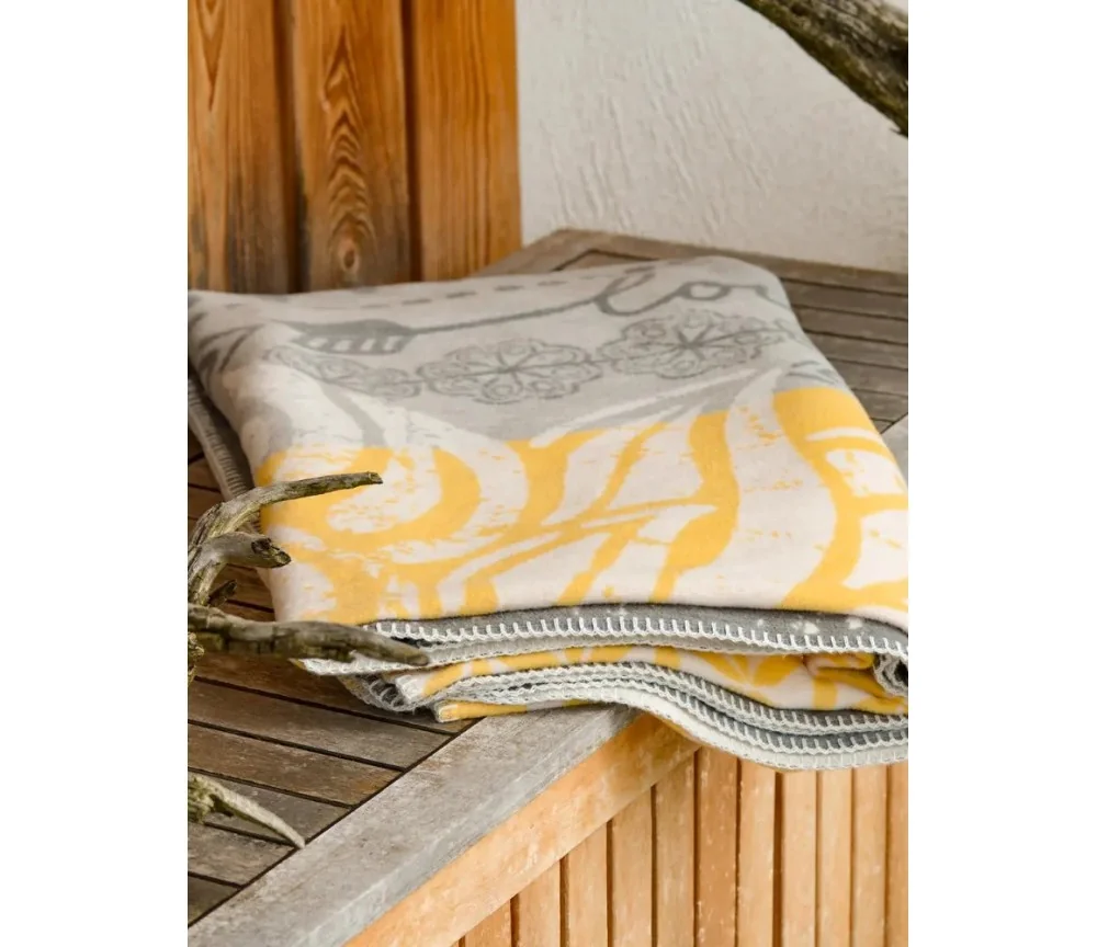 Spirit of OM - Kuscheldecke Lotus - gelb/grau