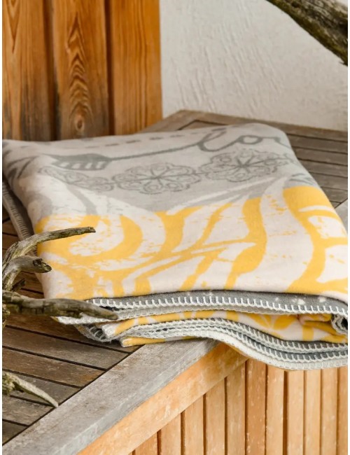 Spirit of OM - Kuscheldecke Lotus - gelb/grau