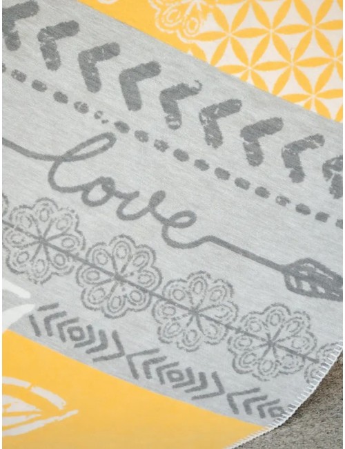 Spirit of OM - Kuscheldecke Lotus - gelb/grau