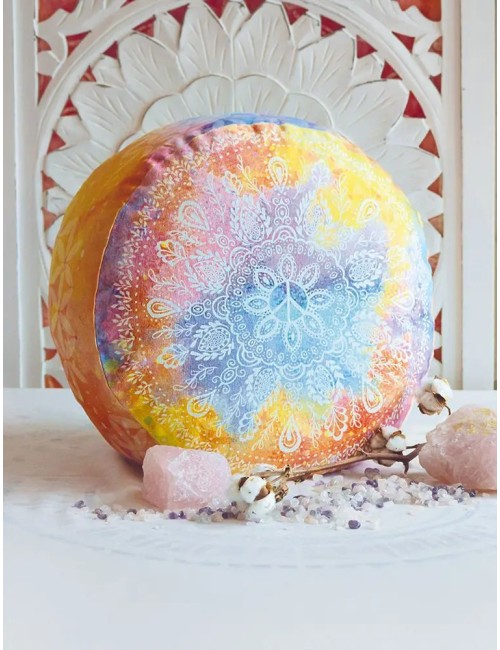 Spirit of OM - Meditationskissen rund - bunt