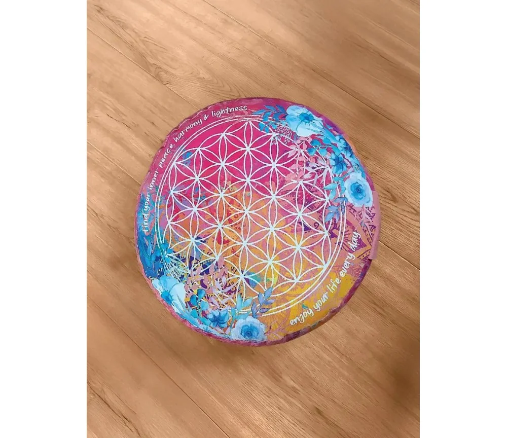 Spirit of OM - Meditationskissen rund - pink/bunt