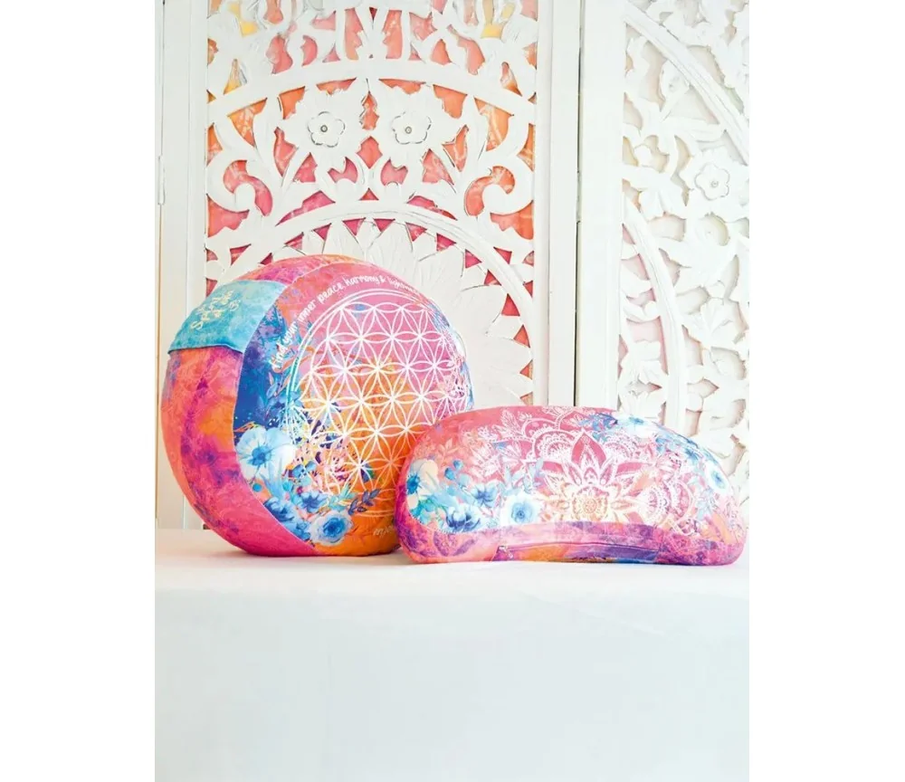Spirit of OM - Meditationskissen rund - pink/bunt