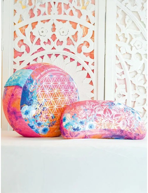 Spirit of OM - Meditationskissen Halbmond - pink/bunt