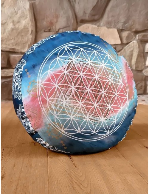 Spirit of OM - Meditationskissen rund - indigo/peach