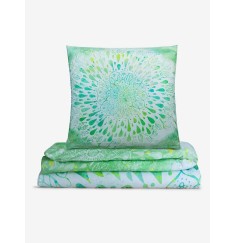 Spirit of OM - Biber-Bettwäsche GREEN DREAM - green/white