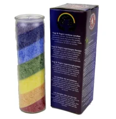 Kerze - Chakra - Kerze im Glas - Regenbogen Stearin - ohne Duft - ca. 100 Std. Brenndauer