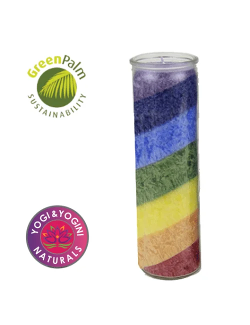 Kerze - Chakra - Kerze im Glas - Regenbogen Stearin - ohne Duft - ca. 100 Std. Brenndauer