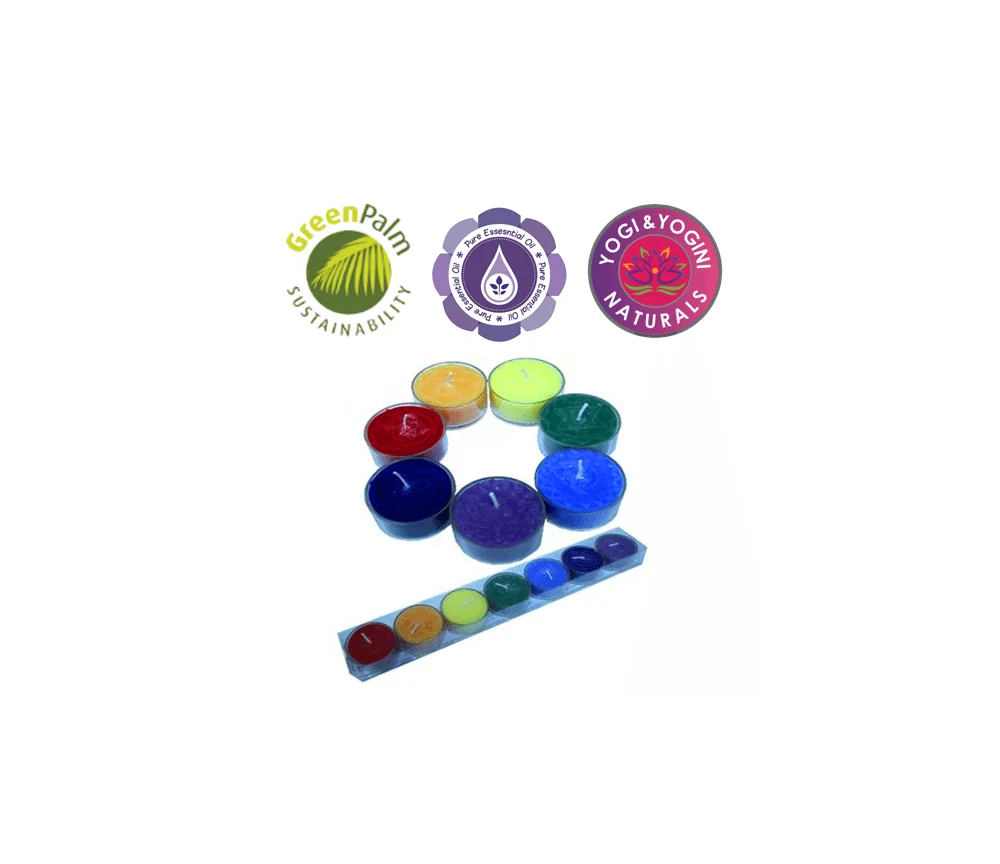 Kerze - Teelichter - Chakra - mit Duft - 7 er Set
