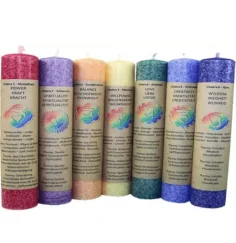 Kerze - Chakra - Stabkerze dick - Susgumna Kerze - mit Duft - 7er Pack